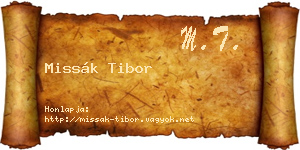 Missák Tibor névjegykártya